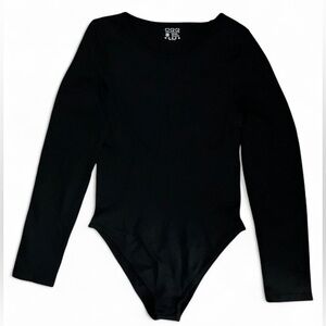 OQQ Black Crew Neck Long Sleeve Bodysuit Women’s Size Large